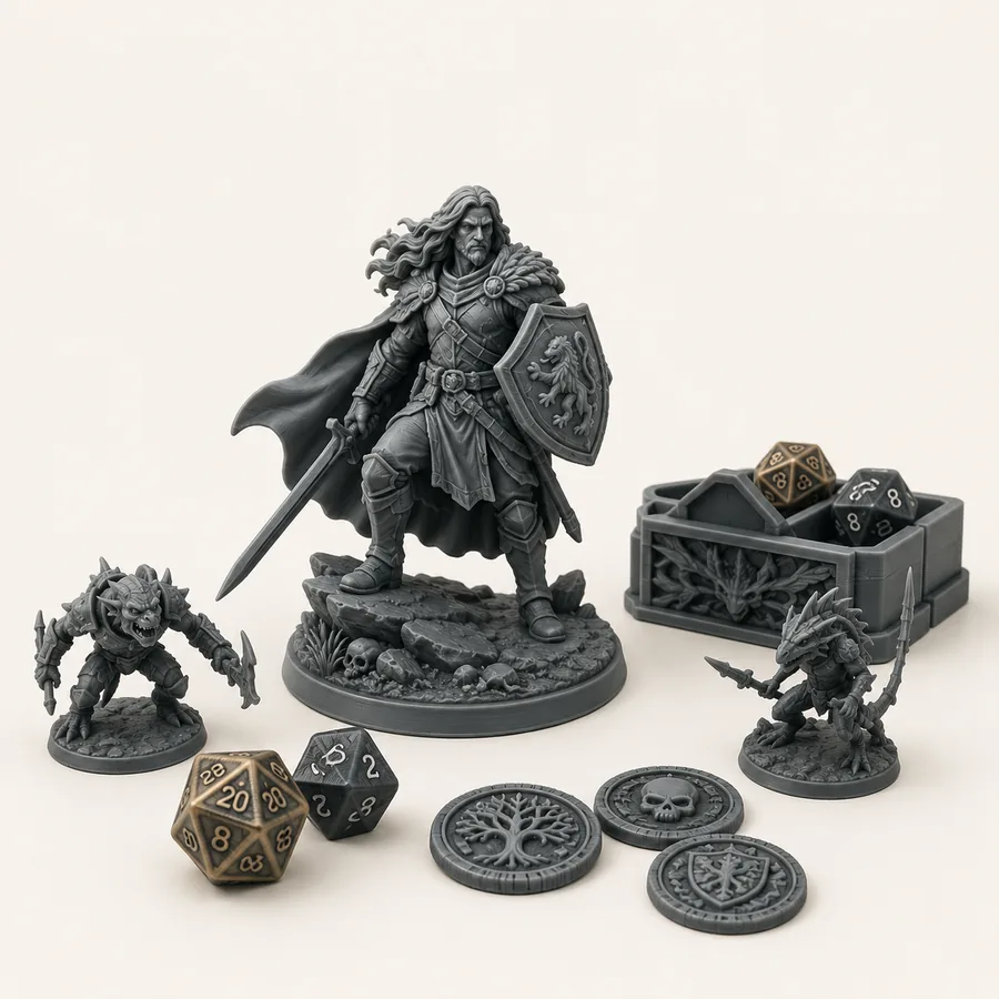 Miniaturas, dados y fichas impresas en 3D para juegos de mesa y rol